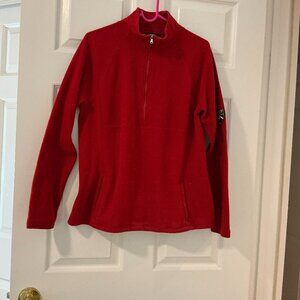 Chaps womens light weight Fleece Top, 1/2 Zip front 2 Pockets Size L Color: Red